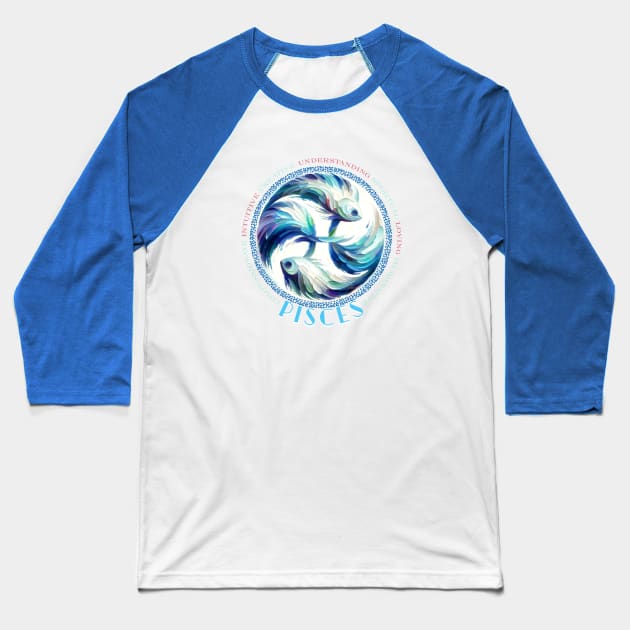 Tranquil Pisces Zodiac Fish Baseball T-Shirt by 2HivelysArt